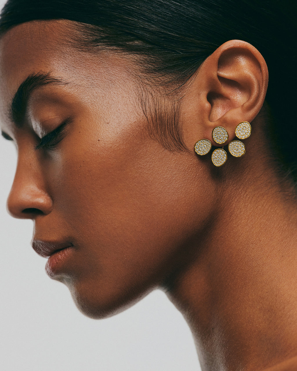 Diamond Bold Quintet Flat Transformer Earrings