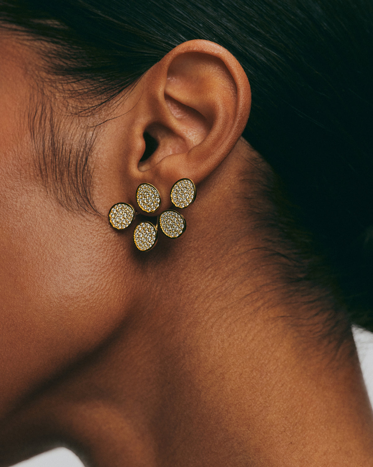 Diamond Bold Quintet Flat Transformer Earrings