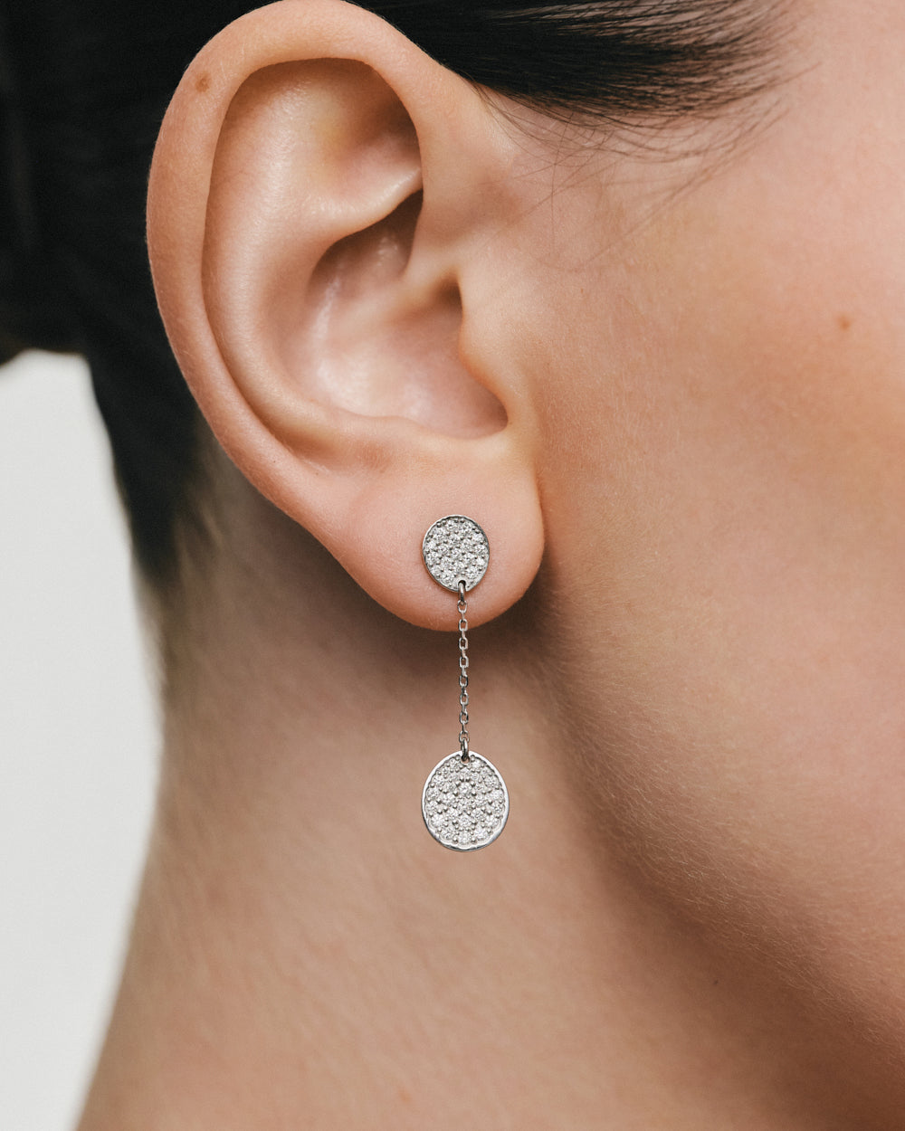 Diamond Flat Drop Earrings