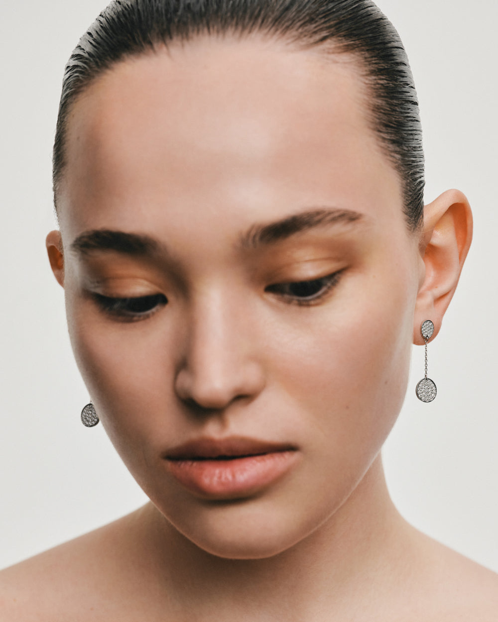 Diamond Flat Drop Earrings