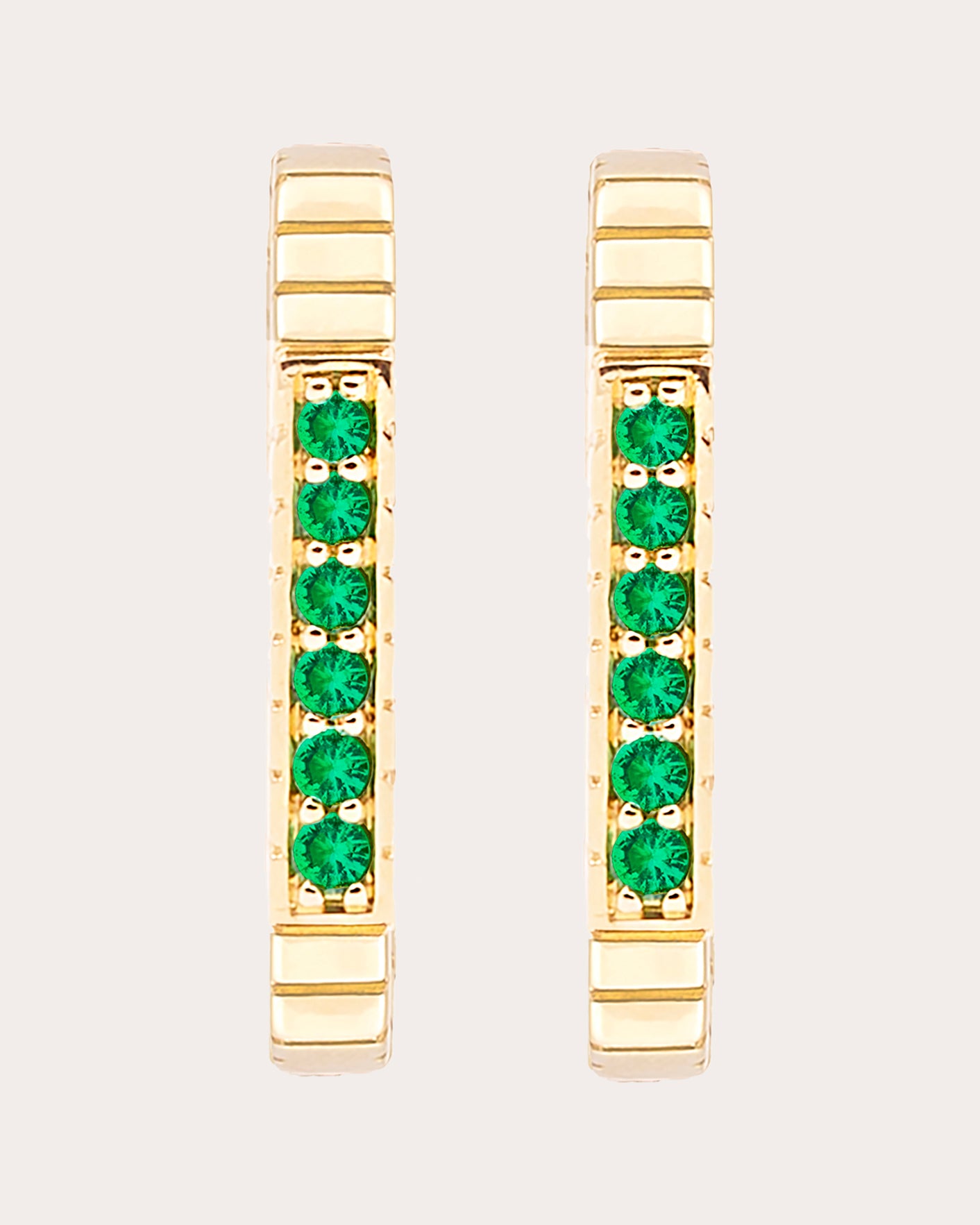 Emerald & 14k Gold Large Spark Hoop Earrings