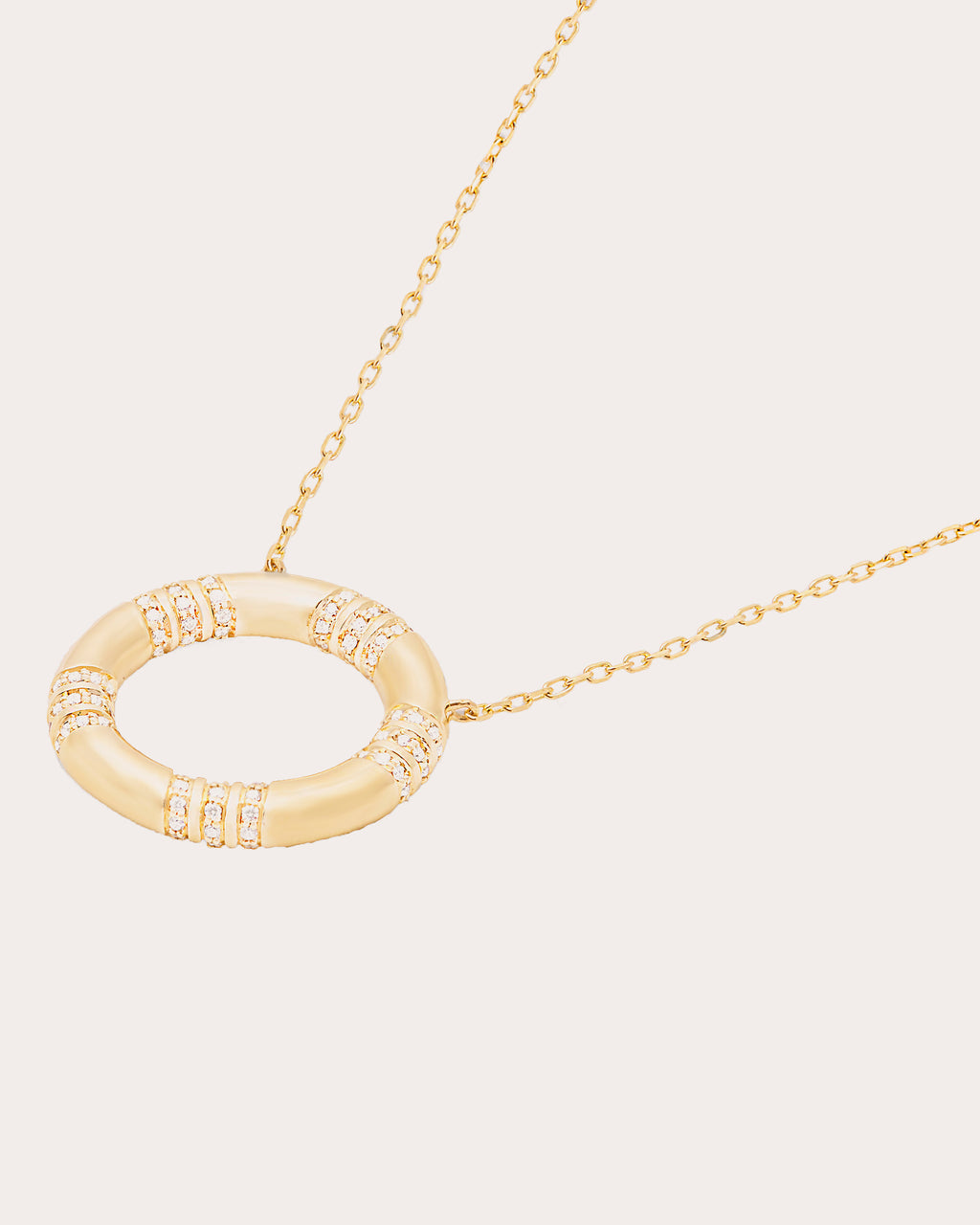 Diamond & 14k Gold Large Crew Pendant Necklace