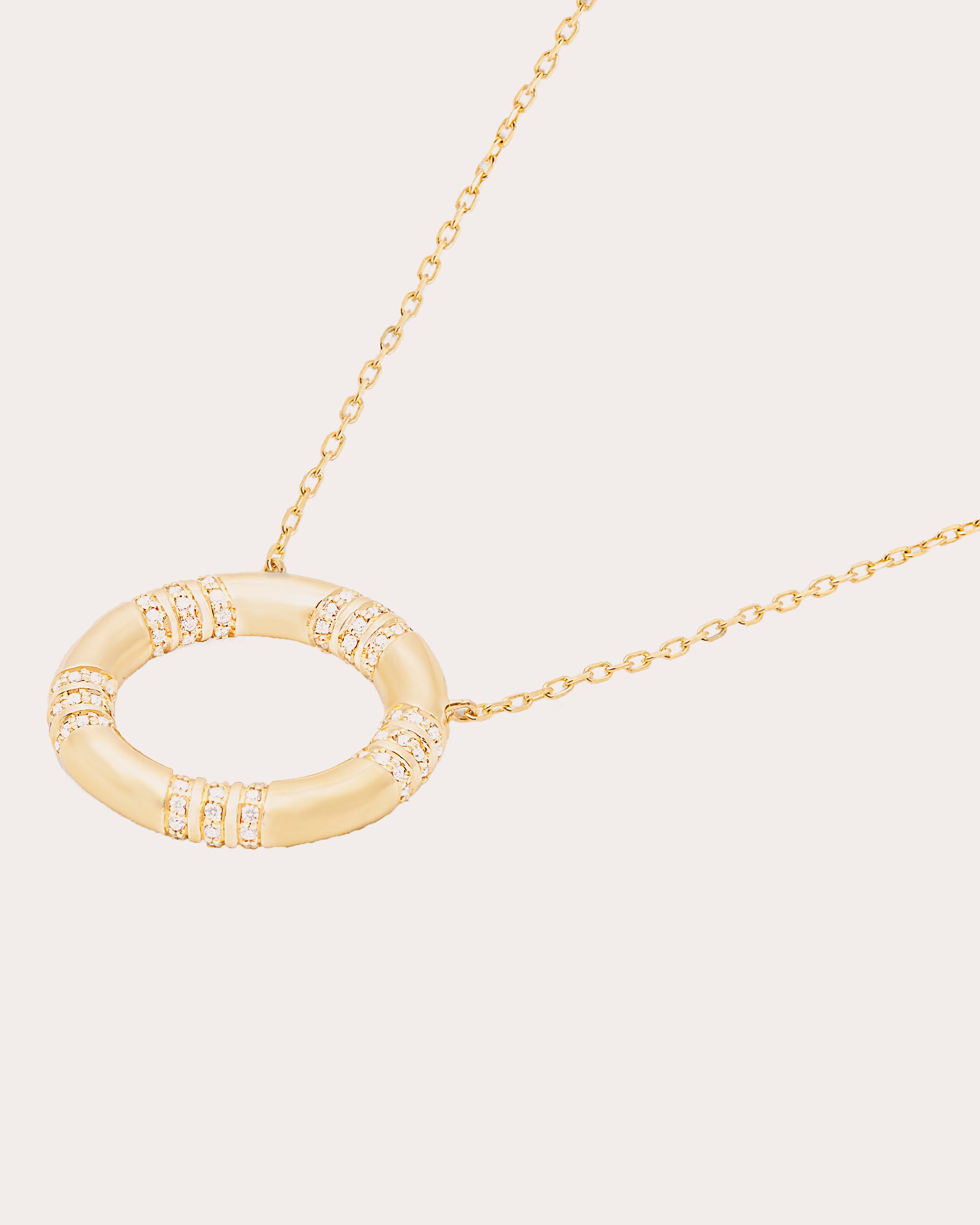 Diamond & 14k Gold Large Crew Pendant Necklace