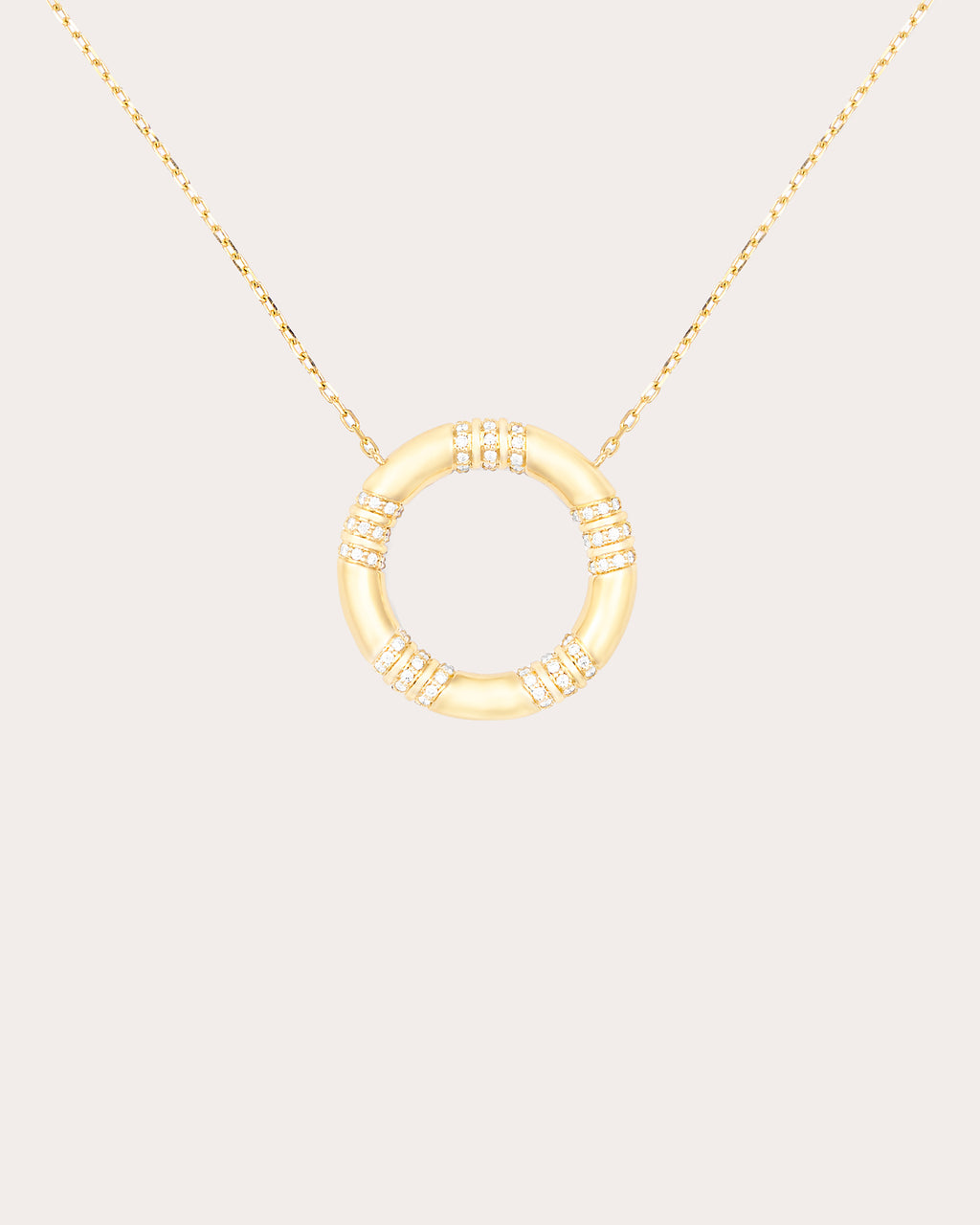 Diamond & 14k Gold Large Crew Pendant Necklace