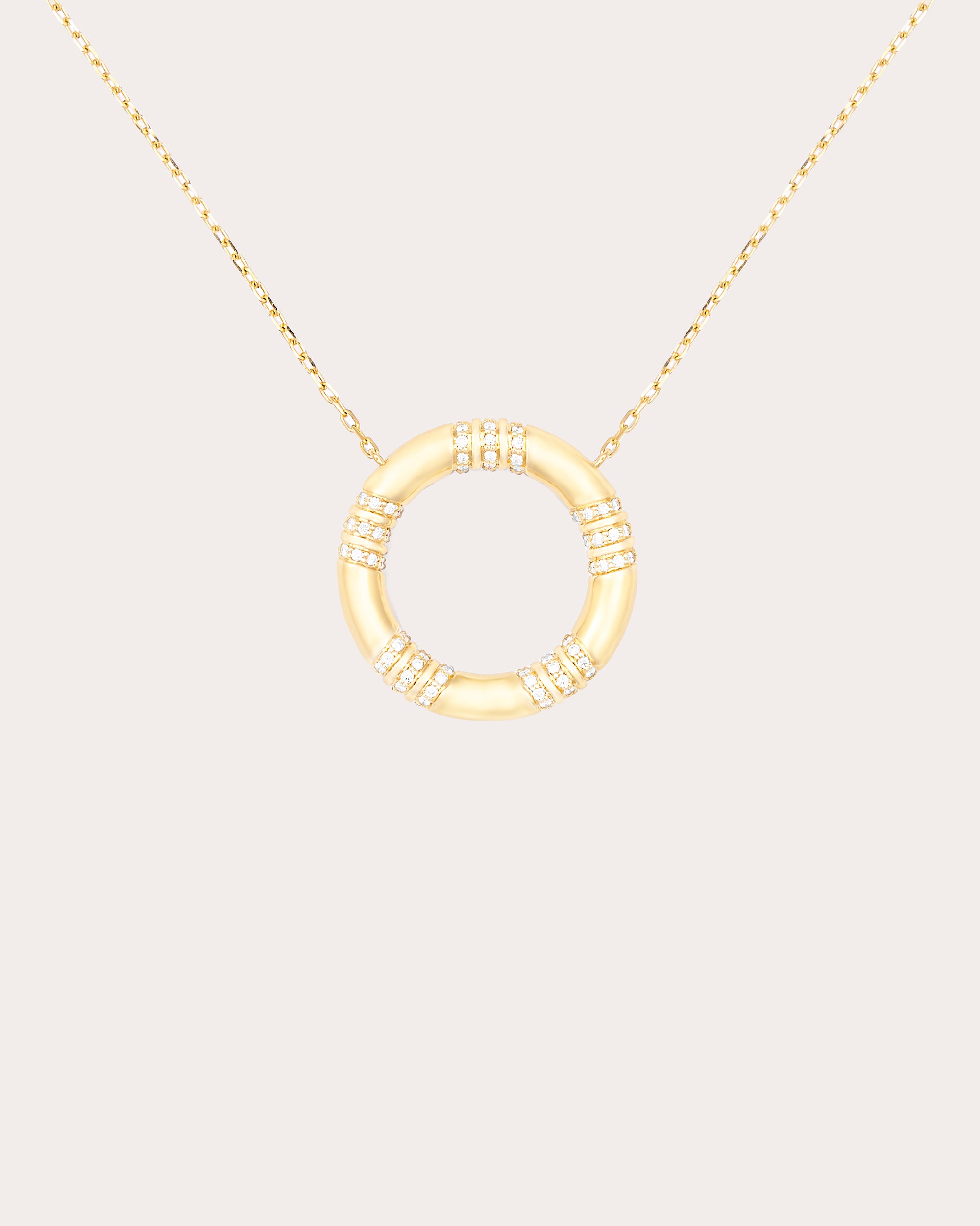 Diamond & 14k Gold Large Crew Pendant Necklace