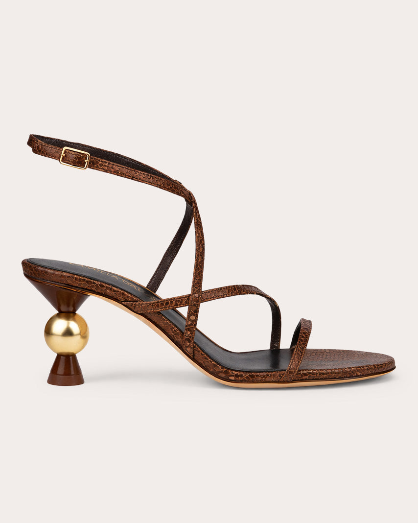 Evelyn 60 Lizard-Embossed Leather Sandal