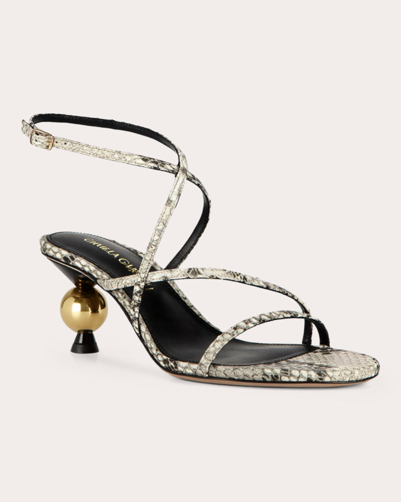 Evelyn 60 Crystal Snake Leather Sandal