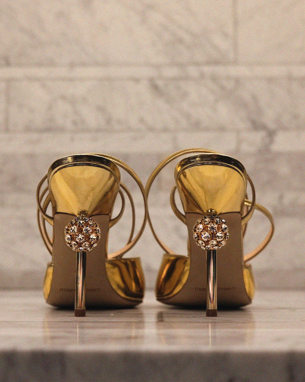 Vittoria 105 Crystal Mirrored Leather Heel