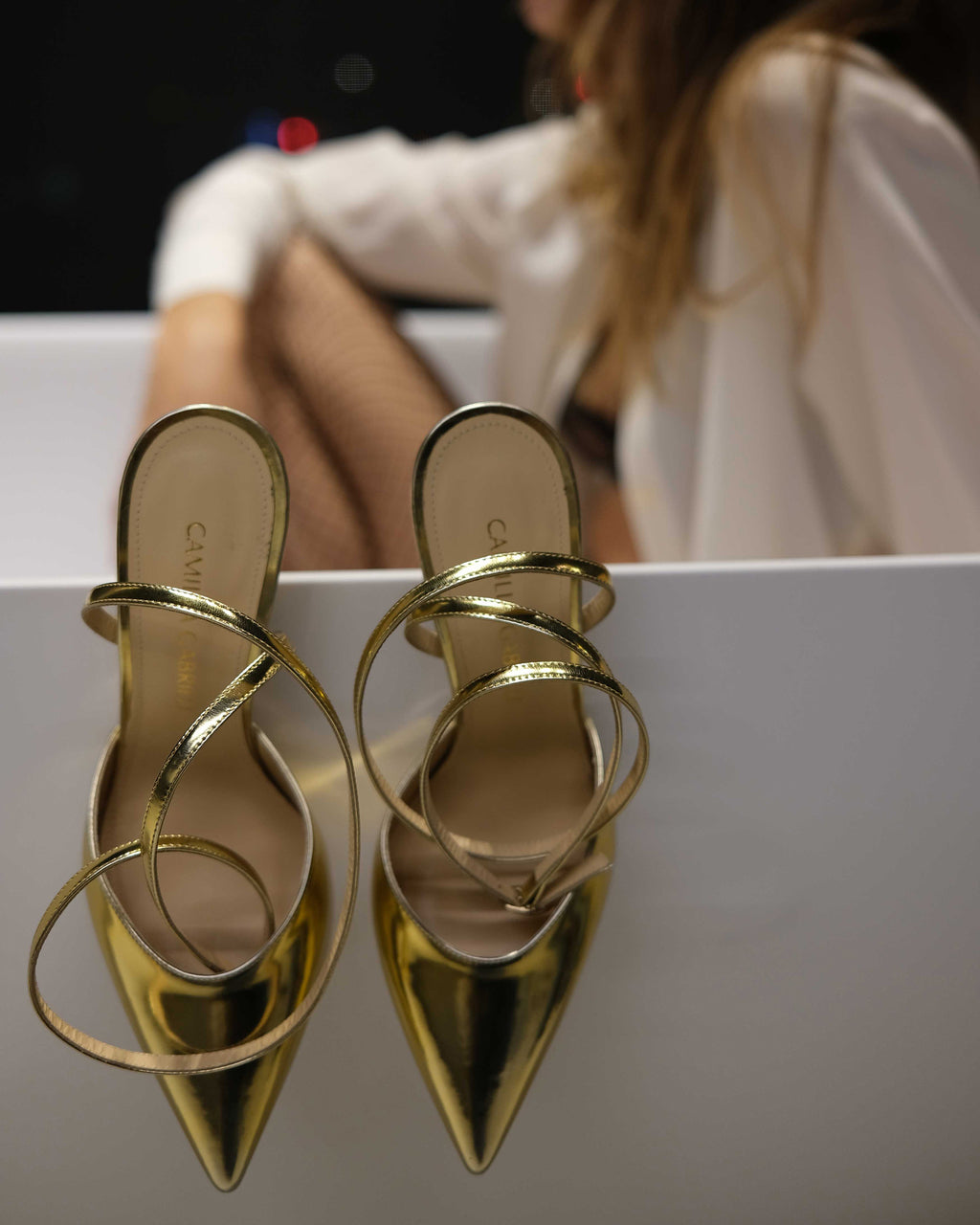 Vittoria 105 Crystal Mirrored Leather Heel