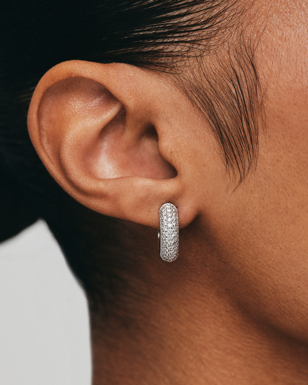 Diamond Bold Hug Hoop Earrings