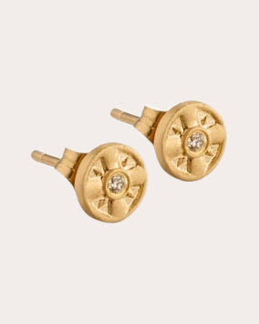 Diamond & 14k Gold Eye of the Sun Stud Earrings