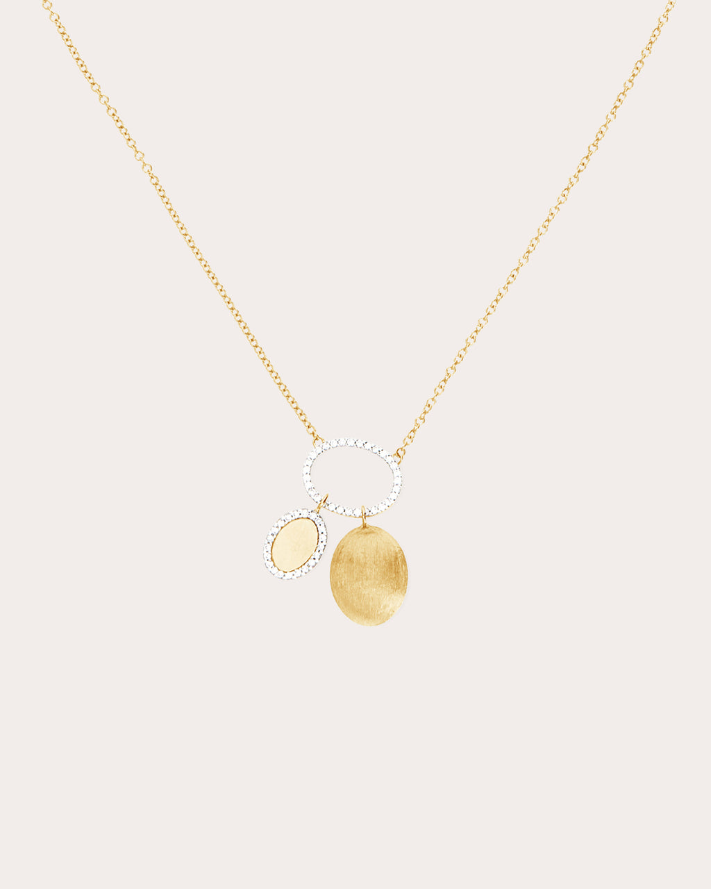 Diamond Halo Sway Triple Pendant Necklace