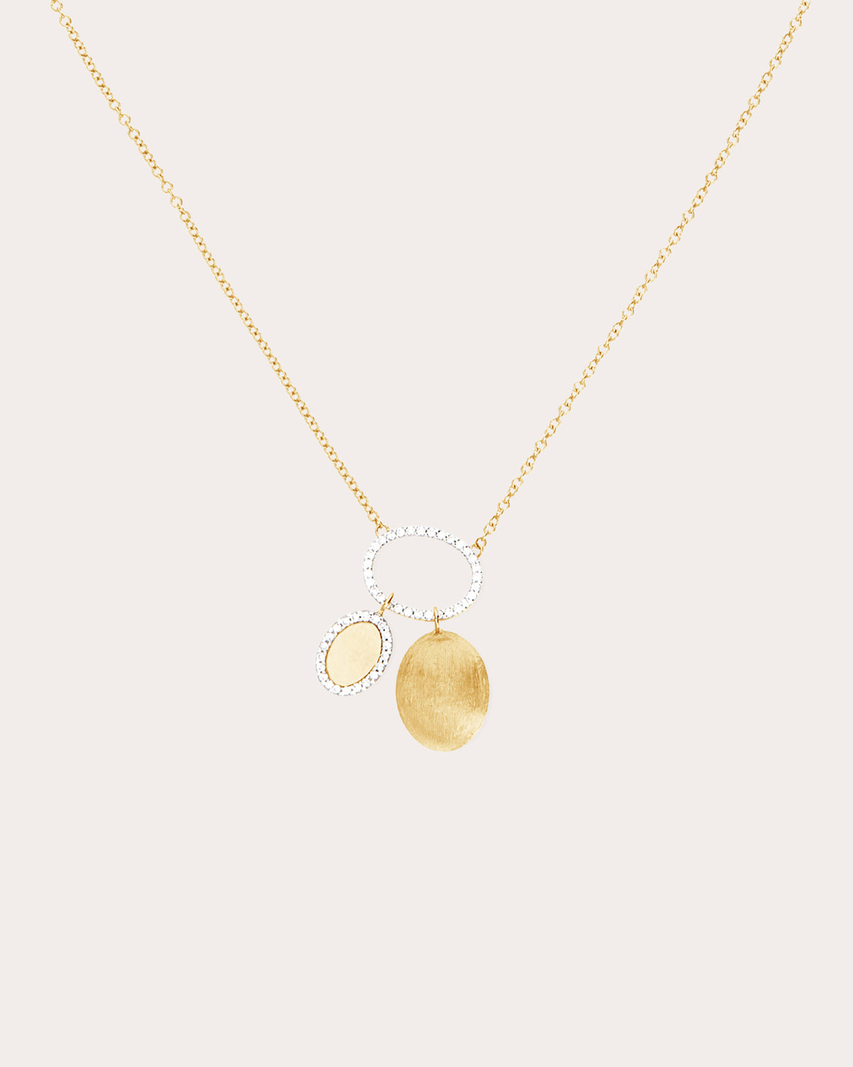 Diamond Halo Sway Triple Pendant Necklace