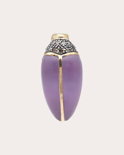Amethyst & Brown Diamond Mini Scarab Stud Earring