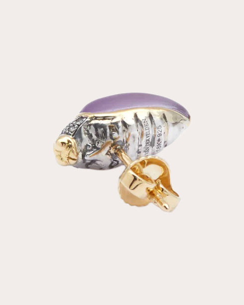 Amethyst & Brown Diamond Mini Scarab Stud Earring
