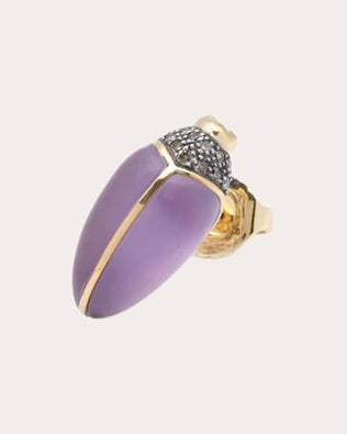 Amethyst & Brown Diamond Mini Scarab Stud Earring