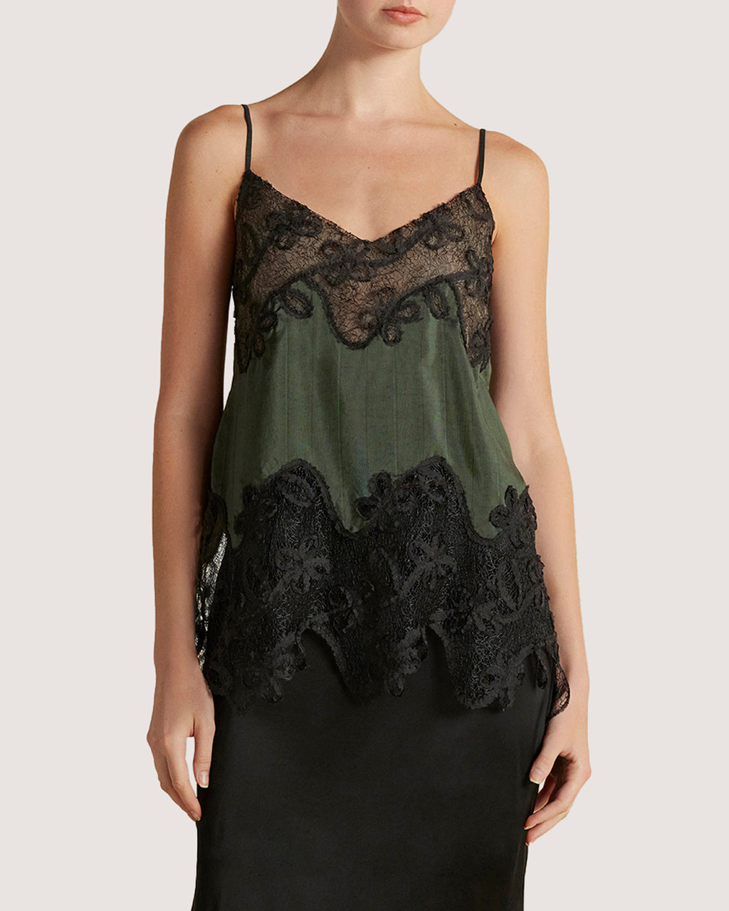 Pinstripe Lace Inlay Camisole