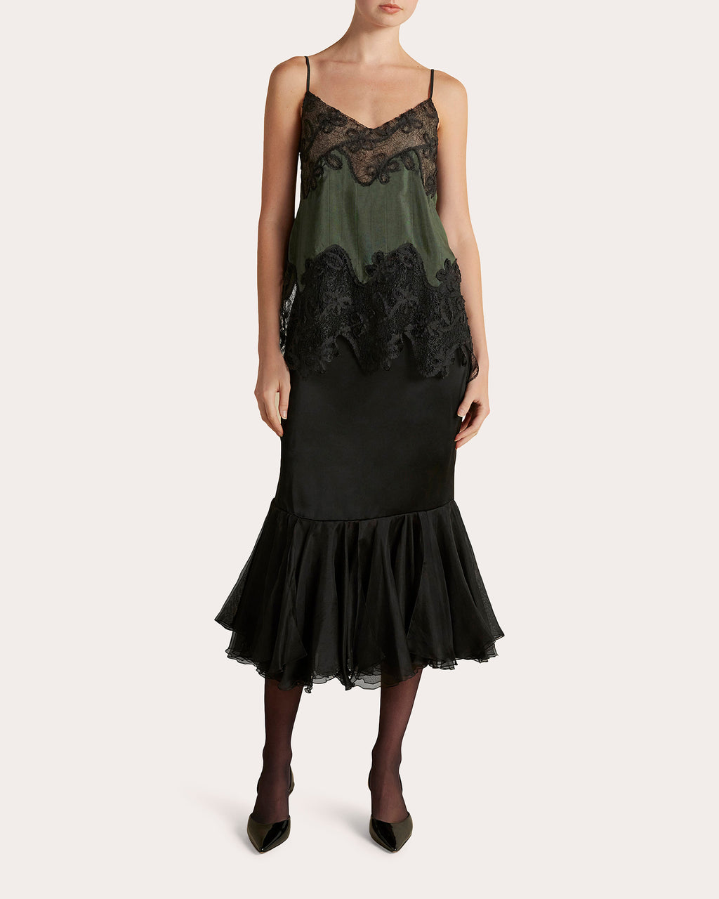 Pinstripe Lace Inlay Camisole