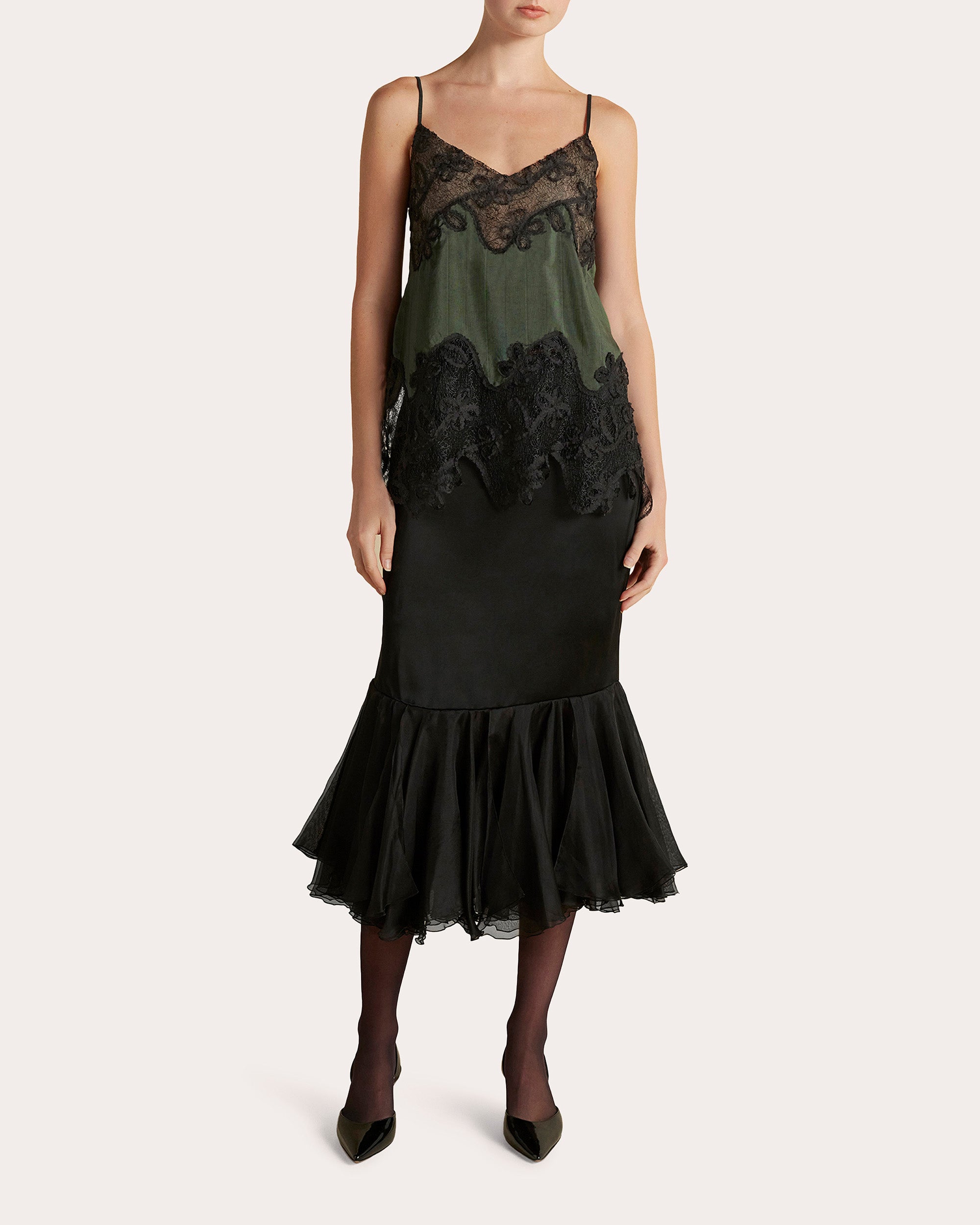 Pinstripe Lace Inlay Camisole