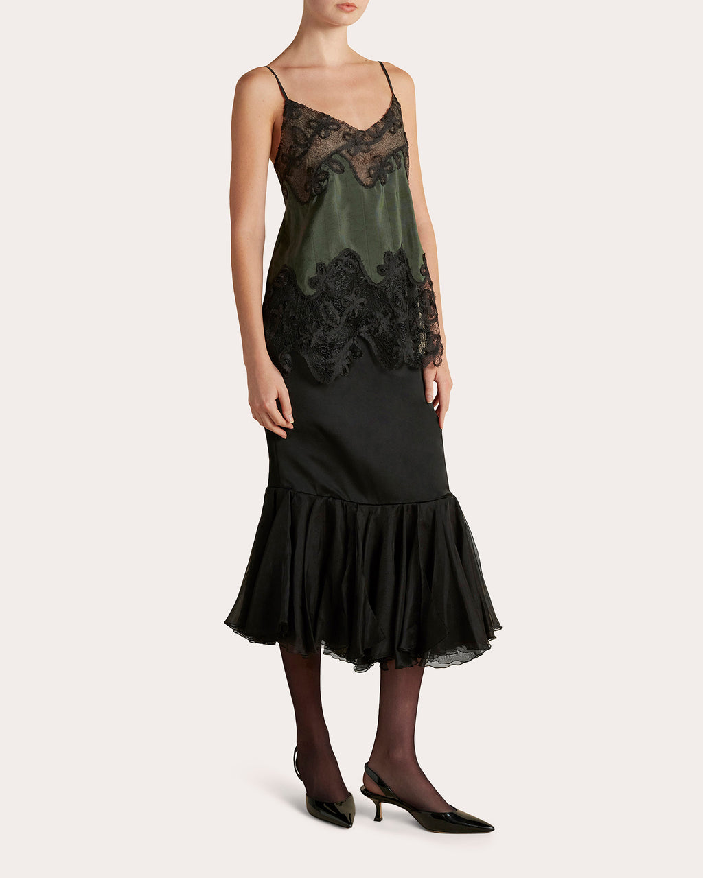 Pinstripe Lace Inlay Camisole