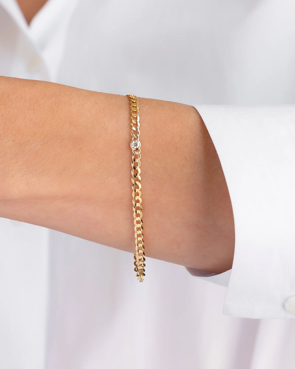 Diamond & 14k Gold Cuban Link Bracelet