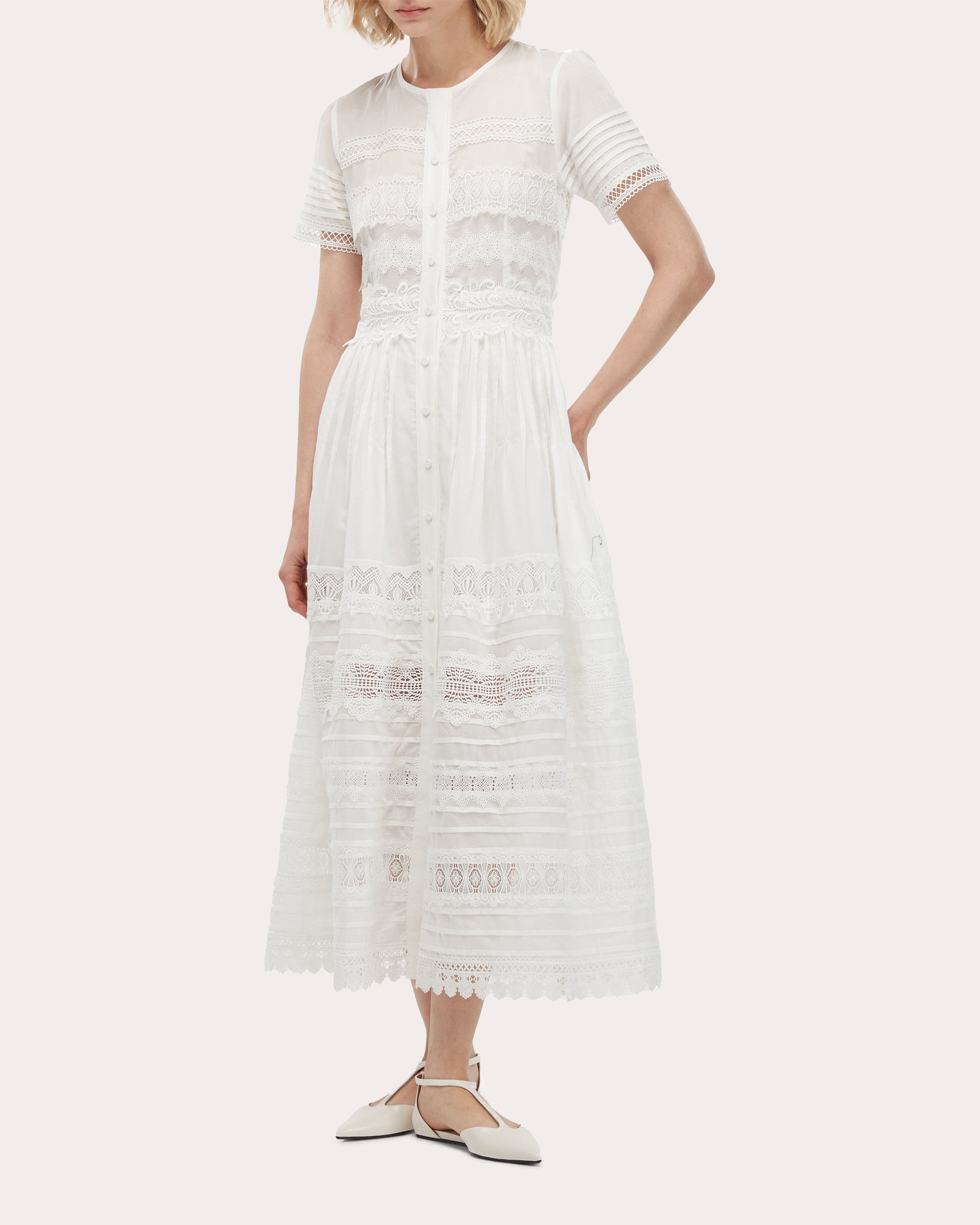 Camila Crochet Cotton Lace Button Maxi Dress