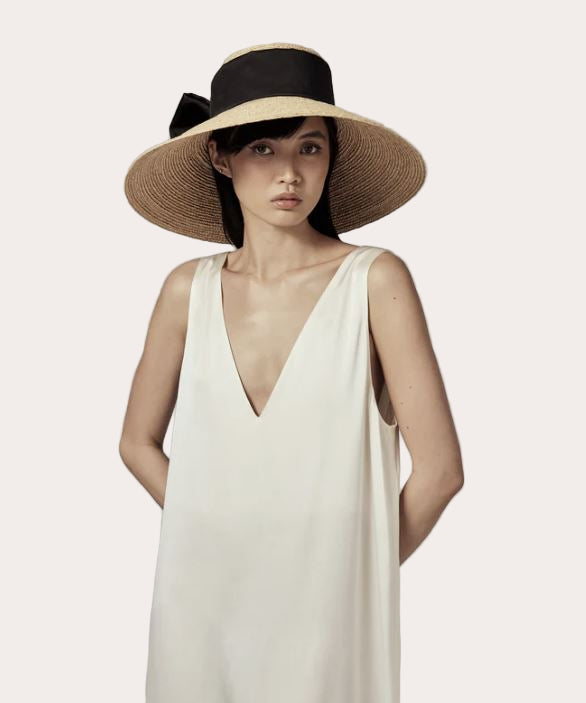 Rocco Silk Bow Raffia Sun Hat