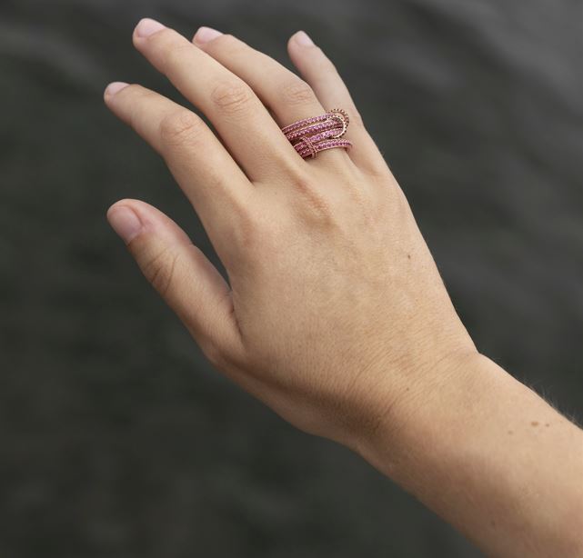 Ruby & Pink Sapphire 18k Gold Delphinus Petite Ring