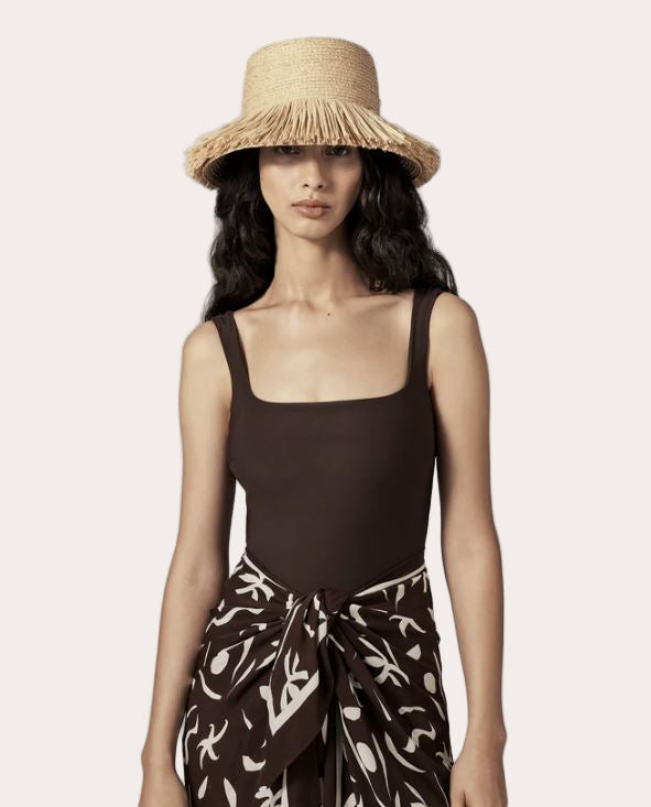 Tate Fringed Raffia Bucket Hat