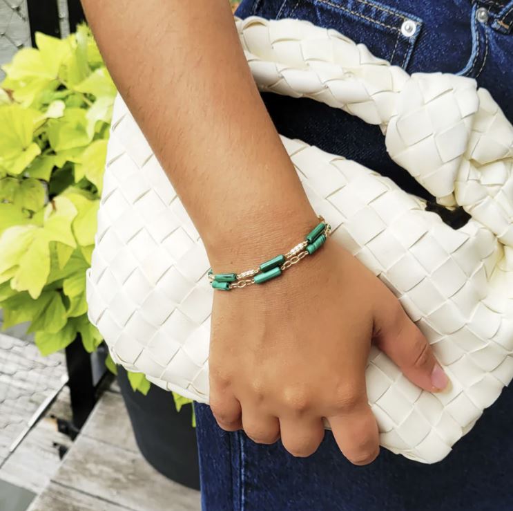 Malachite & Diamond 14k Gold Palace Bracelet