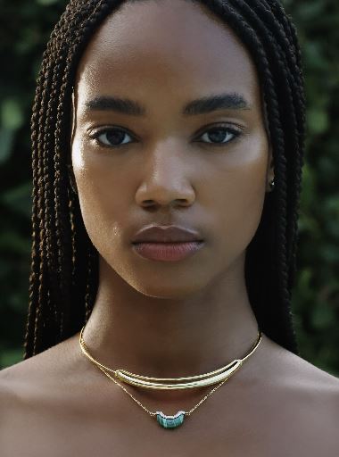 Malachite & Diamond Mini Luna Pendant Necklace