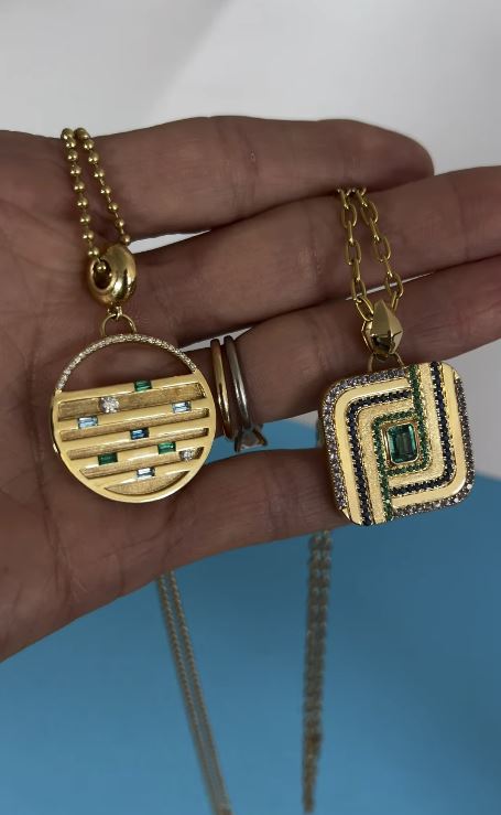 Solara Stardust 18K Gold Multi-Stone Pendant Necklace