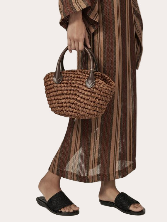 Raya Raffia Mini Basket Tote Bag