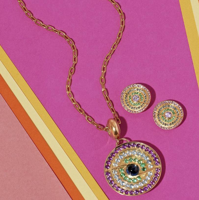 Thea 18K Gold Multi-Stone Pendant Necklace