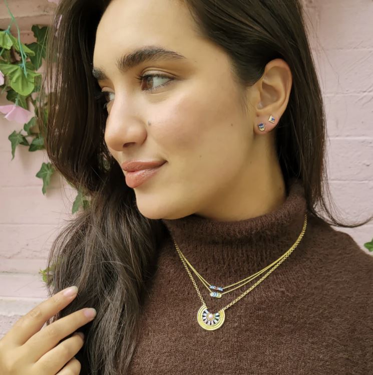 Sapphire & 14k Gold Revival Mini Deep Sea Stud Earrings