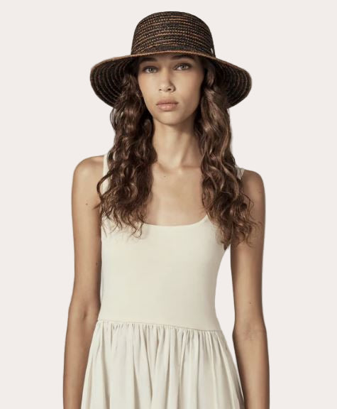 Evadine Stripe Crocheted Raffia Sun Hat