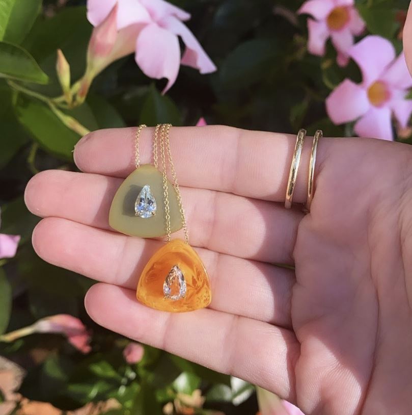 Bakelite & Morganite 14k Gold Reverie Pendant Necklace