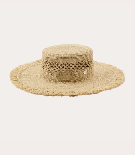 Ivy Crocheted Fringe Raffia Boater