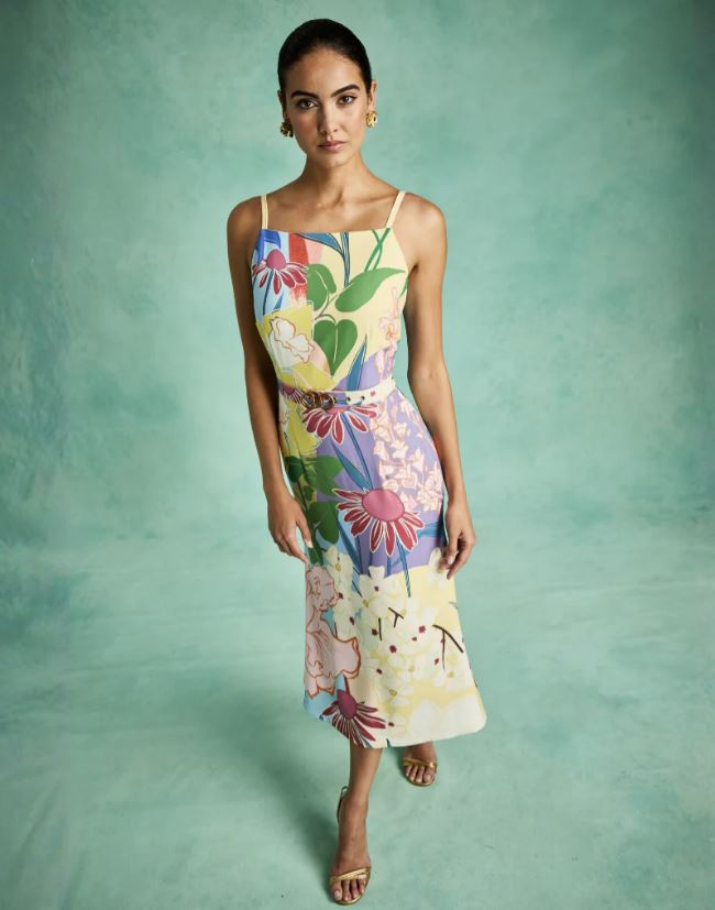 Eugenia Floral Crepe Reversible Midi Dress