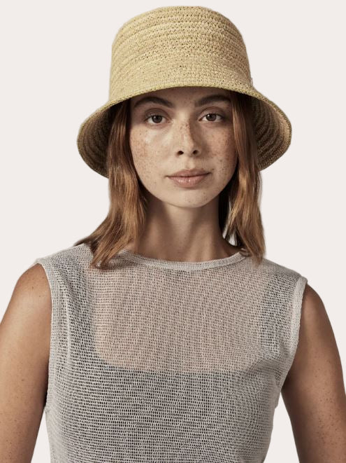 Nala Stripe Crocheted Raffia Bucket Hat