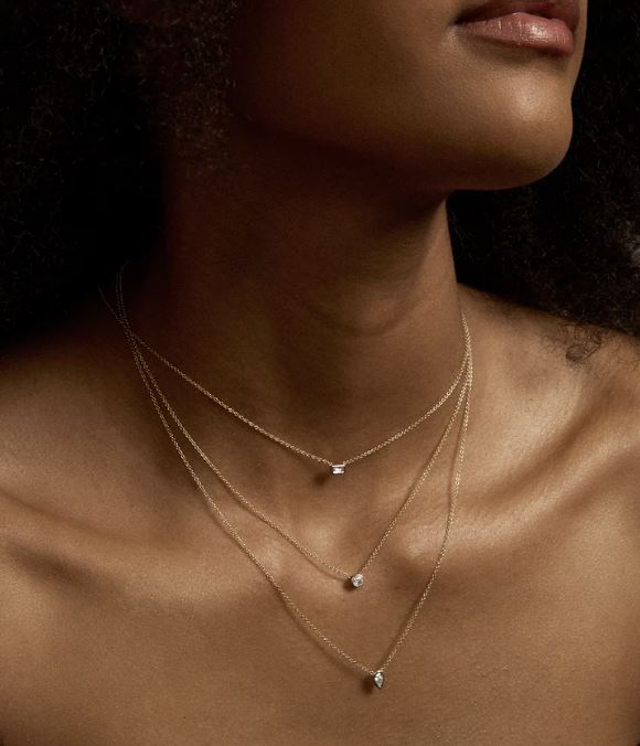 Diamond & 14k Gold Large Bezel Pendant Necklace