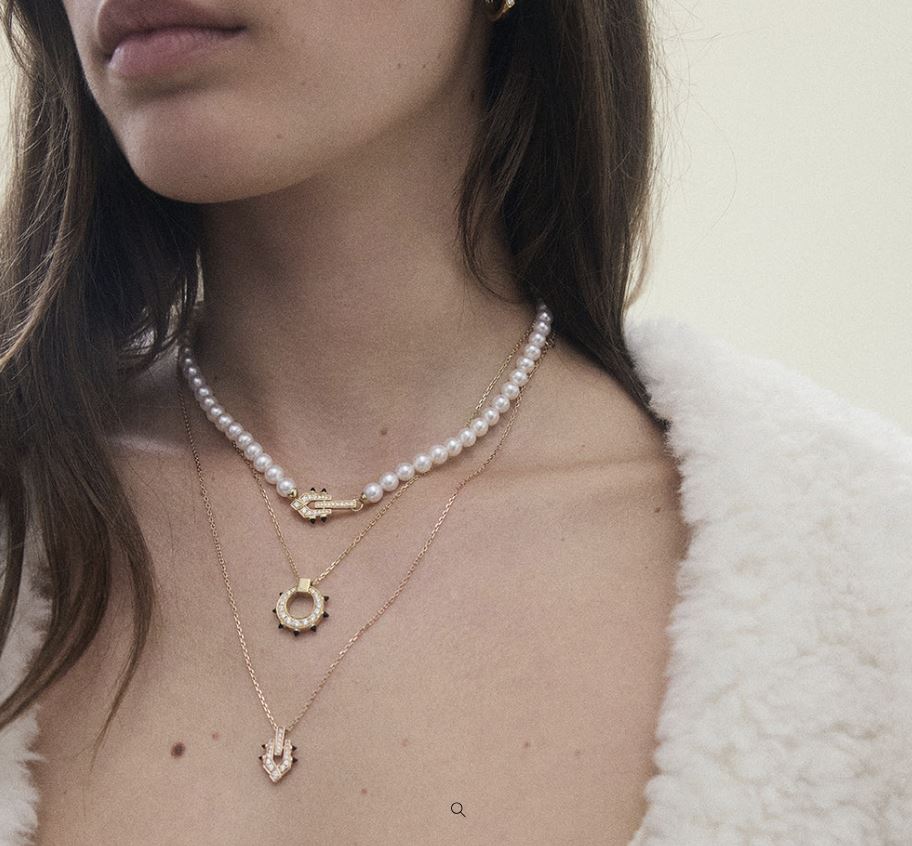 Black Agate & Diamond Spike Pendant Necklace