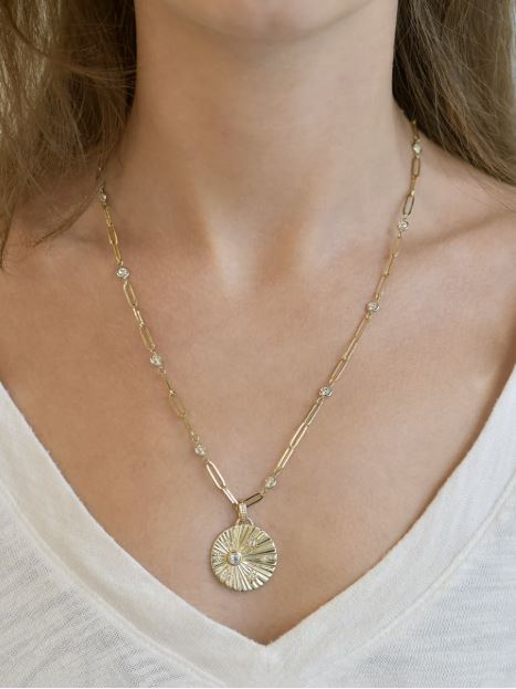Topaz Aztec Rae Ripple Medallion Necklace