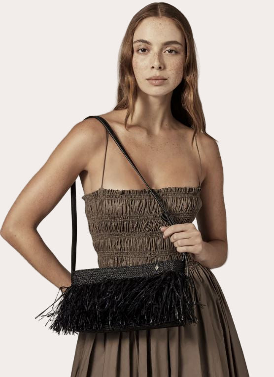 Dawn Fringed Raffia Crossbody Bag