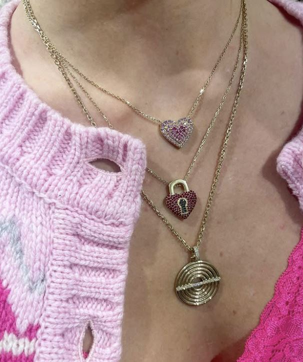 Ruby & Black Diamond 14k Gold Juju Heart Locket Pendant Necklace