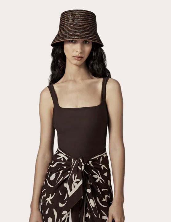 Nala Stripe Crocheted Raffia Bucket Hat