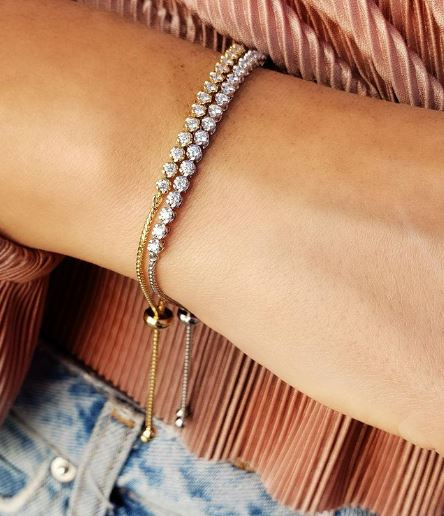 Floating 18K Gold Diamond Bolo Bracelet