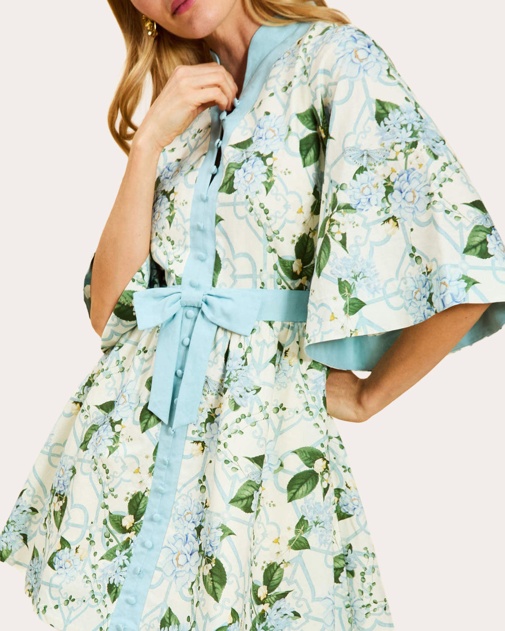 Carmen Floral Linen Button-Front Mini Dress