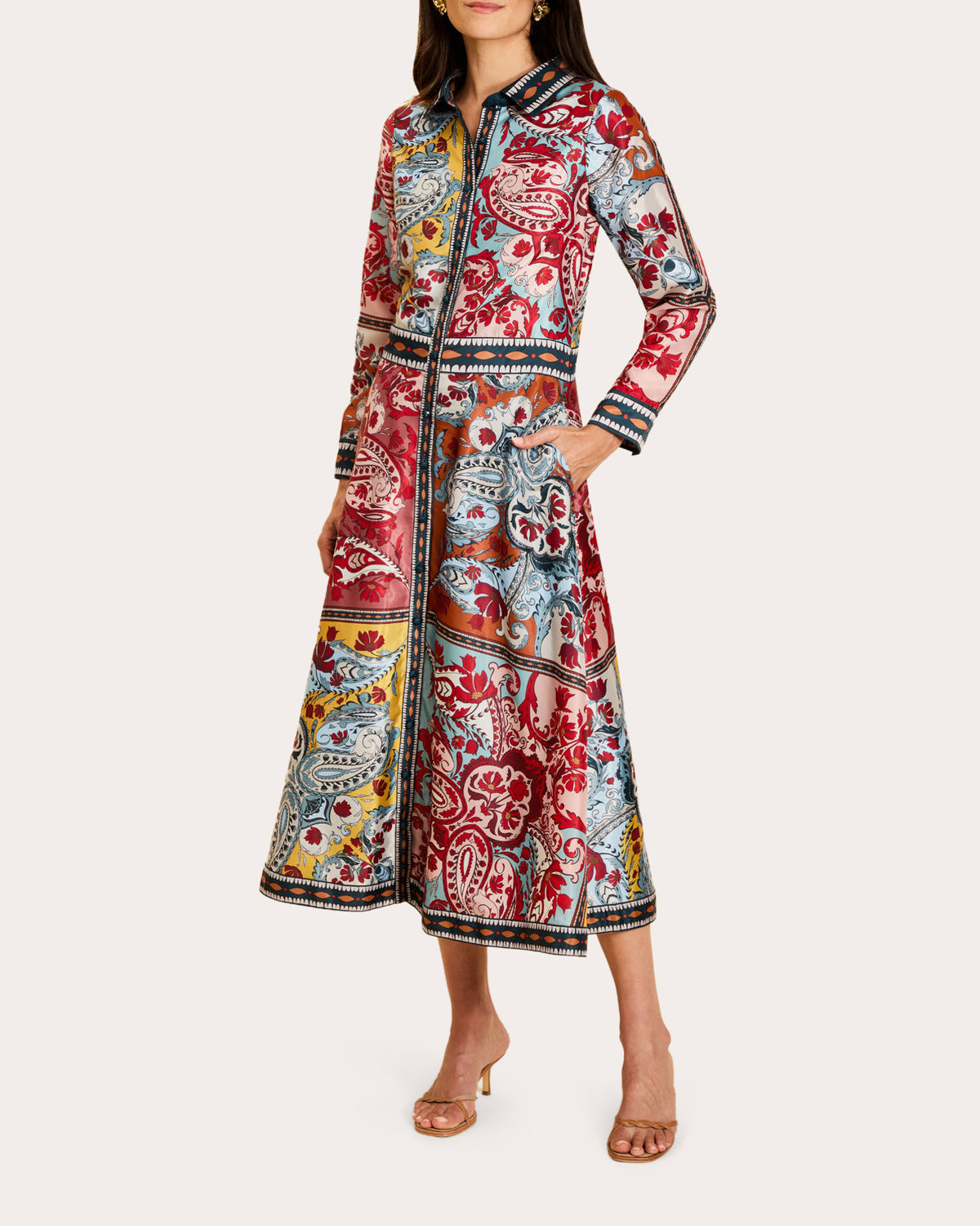 Casablanca Patchwork Twill Midi Shirt Dress