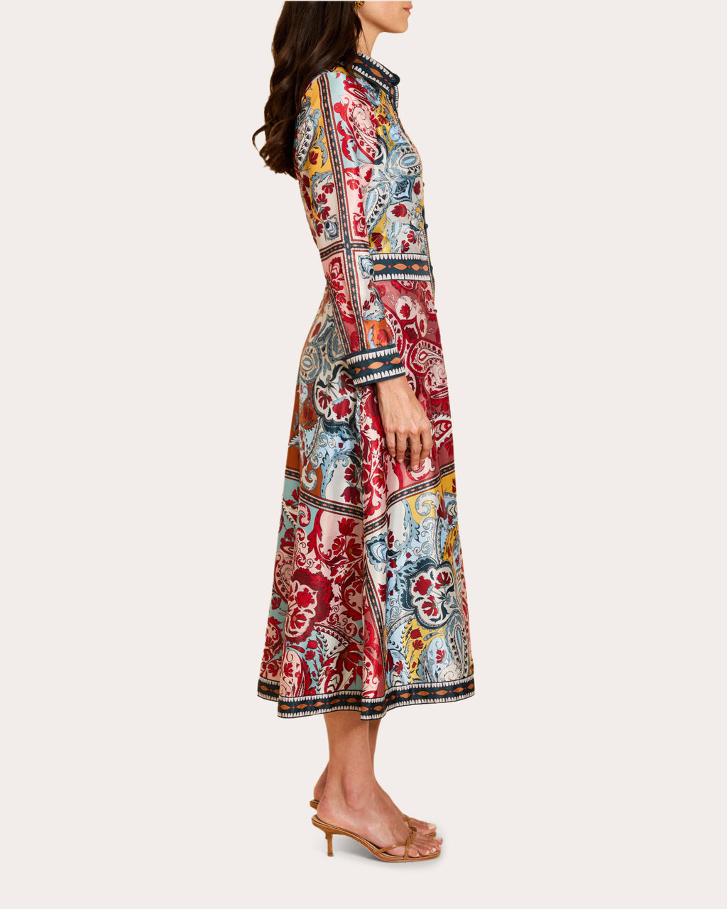 Casablanca Patchwork Twill Midi Shirt Dress